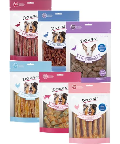arelf EL-Bundle Dokas Hundesnack Mix | 6 Sorten Premium-Leckerlis aus Enten- & Hühnerbrustfilet | Fettarm, proteinreich & schonend luftgetrocknet | Perfekt als Belohnung & Training von arelf