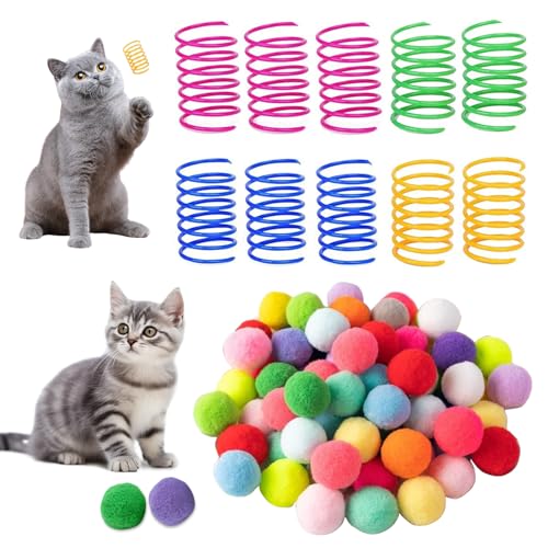 arrderly 20 Stück Katzenspielzeug-Spiralfedern, pelzige Katzenspielzeugbälle, weiche Pompom-Bälle, interaktives Spielzeug, kreative bunte Spiralfedern, geeignet für Katzen zum Spielen, Kauen und Jagen arrderly 20 Stück Katzenspielzeug-Spiralfedern, pelzige Katzenspielzeugbälle, weiche Pompom-Bälle, interaktives Spielzeug, kreative bunte Spiralfedern, geeignet für Katzen zum Spielen, Kauen und Jagen von arrderly