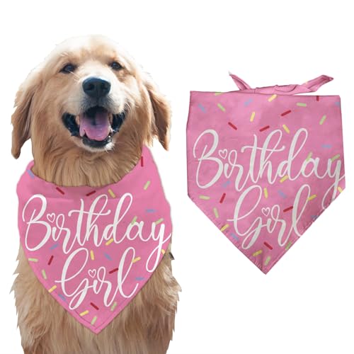 arricraft 1 Stück Haustier Hund Kopftuch, Rosa Bandana Mit Geburtstagsworten Für Mädchen, Dreieckig, Verstellbar, Für Haustiere, Waschbar, Baumwollschal, Halstuch Für Party, Geburtstag, Hund arricraft 1 Stück Haustier Hund Kopftuch, Rosa Bandana Mit Geburtstagsworten Für Mädchen, Dreieckig, Verstellbar, Für Haustiere, Waschbar, Baumwollschal, Halstuch Für Party, Geburtstag, Hund von arricraft