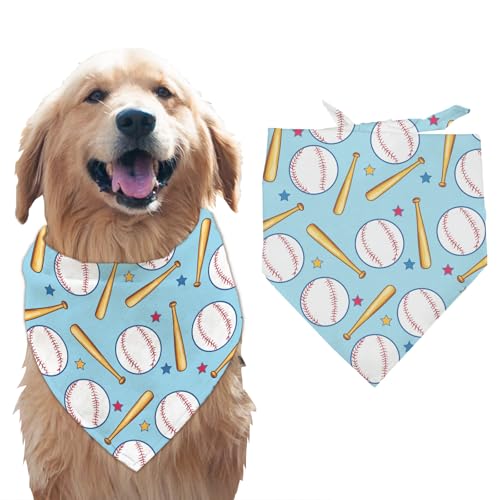 arricraft 1 Stück Haustier Hundehalstuch Blaues Dreieckiges Haustier Bandana Aus Baumwolle Baseball Waschbarer Schal Lätzchen Bedrucktes Zubehör Chief Dog Foto Requisiten Für Große Hunde von arricraft