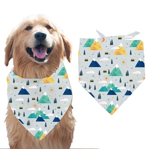 arricraft 1 Stück Haustier Hundehalstuch Blaues Dreieckiges Haustier Bandana Aus Baumwolle Mit Bergen Und Wäldern Waschbar Lätzchen Bedruckt Haustier Zubehör Häuptling Für Große Hunde von arricraft