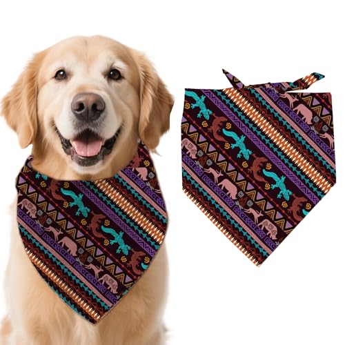 arricraft 1 Stück Hundehalstuch Im Azteken Stil 78x39cm (30.7x15.35 Zoll) Western Muster Dreieckig Verstellbar Bequem Waschbar Baumwollschal Halstuch Für Große Hunde von arricraft