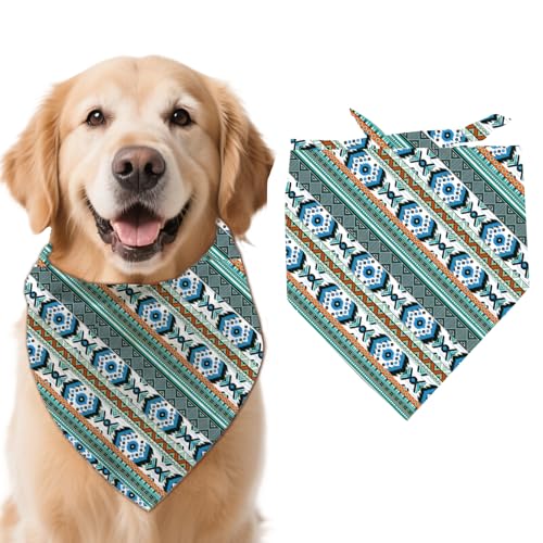 arricraft 1 Stück Hundehalstuch Im Bohemian Stil 78x39cm (30.7x15.35 Zoll) Südwest Azteken Dreieck Verstellbar Bequem Haustier Lätzchen Waschbar Baumwollschal Halstuch Für Große Hunde von arricraft