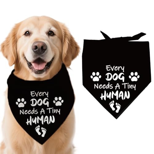 arricraft 1 x schwarzes Hundehalstuch, jeder Hund braucht ein winziges menschliches Wort, dreieckig, verstellbar, bequem, Haustier-Lätzchen, waschbar, Baumwoll-Schal, Halstuch für große Haustiere, 78 von arricraft