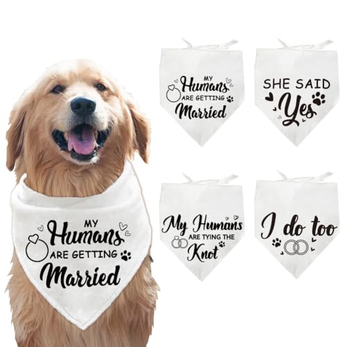 arricraft 4 Stück Polyester Halstücher Für Haustiere Schal Mit Muster Zur Ankündigung Der Verlobung von Hunden Waschbar Dreieckiger Stoff Haustier Bandanas Für Das Hochzeitsthema Katzen von arricraft