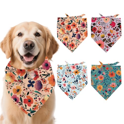 arricraft 4 Stück Polyester-Haustierhalstücher, schöne Blumen, Hundeschal, waschbar, Dreiecksstoff, Haustierhalstücher für kleine, mittelgroße und große Katzen und Hunde, Bekleidungszubehör arricraft 4 Stück Polyester-Haustierhalstücher, schöne Blumen, Hundeschal, waschbar, Dreiecksstoff, Haustierhalstücher für kleine, mittelgroße und große Katzen und Hunde, Bekleidungszubehör von arricraft