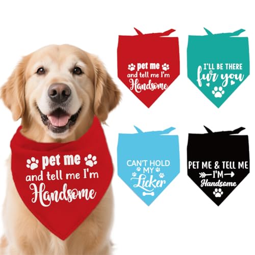 arricraft Haustierhalstücher aus Polyester, waschbar, dreieckig, für kleine, mittelgroße und große Katzen und Hunde, Kleidungszubehör, 67 x 48 cm, 4 Stück von arricraft