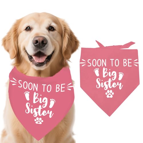 arricraft Hundehalstuch, ungebleichte Baumwolle, verstellbar, dreieckig, "Big Sister"-Thema, gefördert für große Schwester, Haustierhalstücher für Hunde, Geschlechtsoffenbarung, Foto-Requisiten von arricraft