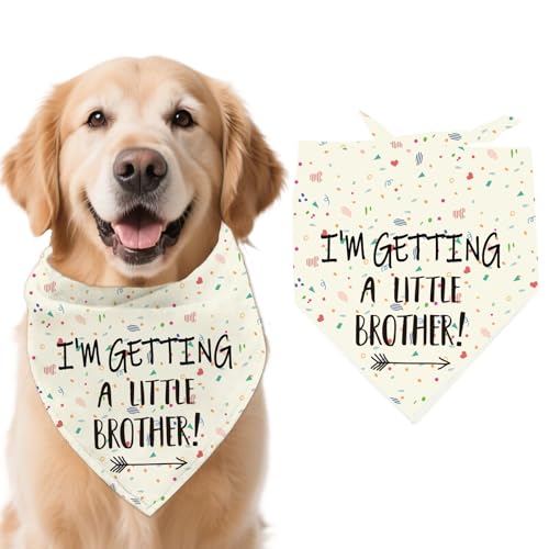 arricraft Hundehalstuch Bunt 1 Stück Ich Bekomme EIN Kleines Bruderwort Dreieckig Verstellbar Bequem Haustierlätzchen Waschbar Baumwollschal Halstuch Für Große Hunde 78x39cm (30.7x15.35 Zoll) von arricraft