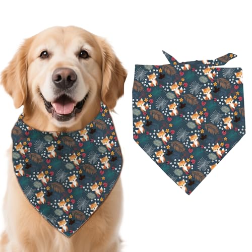 arricraft Hundehalstuch Mit Tiermotiv 1 Stück 78x39cm (30.7x15.35 Zoll) Waldfuchs Muster Dreieckig Verstellbar Bequem Haustier Lätzchen Waschbar Baumwollschal Halstuch Für Große Hunde von arricraft