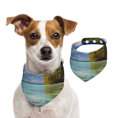 Aitutaki-Lagune, Cookinseln, Hunde-Halstücher, waschbar, verstellbar, Dreieckstuch, Lätzchen, süße Haustier-Lätzchen für mittelgroße und große Hunde, Welpen und Katzen, Größe M von asbwuo