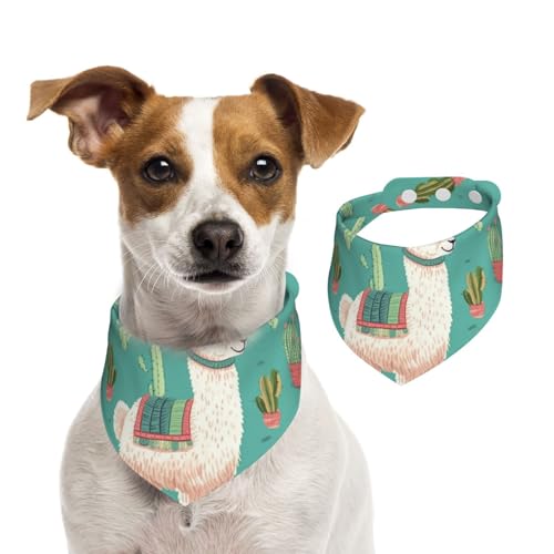 Alpaka-Kaktus-Hundehalstücher, waschbar, verstellbar, Dreieckstuch, Lätzchen für Hunde, süße Haustier-Lätzchen für mittelgroße und große Hunde, Welpen und Katzen, Größe M von asbwuo