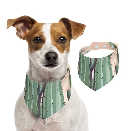 Aquarell-Hundehalstücher mit grünem Kaktus, waschbar, verstellbar, Dreieckstuch, Lätzchen für Hunde, niedliche Haustier-Lätzchen für mittelgroße und große Hunde, Welpen und kleine Katzen von asbwuo