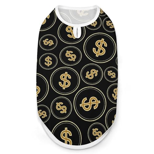Black Gold Dollars Modische Haustierweste, leicht zu tragende Hundekleidung für kleine Hunde, tägliches Spazierengehen, M Black Gold Dollars Modische Haustierweste, leicht zu tragende Hundekleidung für kleine Hunde, tägliches Spazierengehen, M von asbwuo