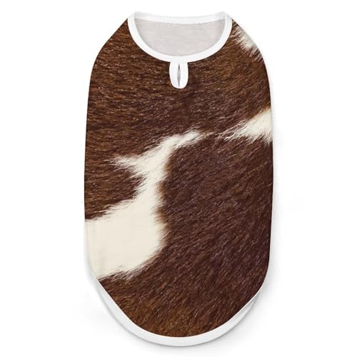 Braune und weiße Haustierweste aus Kuhfell, modische Hundekleidung für kleine Hunde, für den täglichen Spaziergang, Größe 2XL von asbwuo