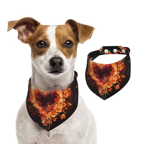 Feuerblumen und Herz-Hundehalstücher, waschbar, verstellbar, Dreieckstuch für Hunde, süße Haustier-Lätzchen für mittelgroße und große Hunde, Welpen und große Katzen Feuerblumen und Herz-Hundehalstücher, waschbar, verstellbar, Dreieckstuch für Hunde, süße Haustier-Lätzchen für mittelgroße und große Hunde, Welpen und große Katzen von asbwuo