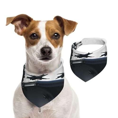 Flugzeugträger-Hundehalstücher, waschbar, verstellbar, Dreieckstuch für Hunde, Lätzchen, süße Haustier-Lätzchen für mittelgroße und große Hunde, Welpen und Katzen, Größe M von asbwuo