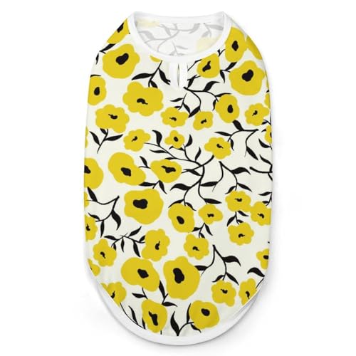 Gelbe Blumen, Schwarze Blätter, modische Haustierweste, leicht zu tragende Hundekleidung für kleine Hunde, tägliches Spazierengehen, Größe S Gelbe Blumen, Schwarze Blätter, modische Haustierweste, leicht zu tragende Hundekleidung für kleine Hunde, tägliches Spazierengehen, Größe S von asbwuo