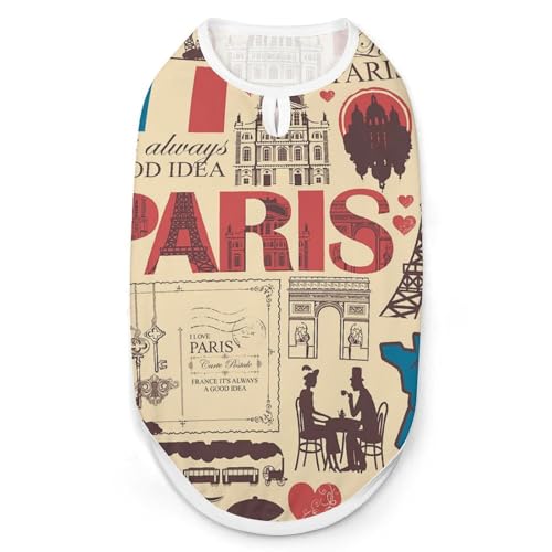 Haustierweste im Vintage-Stil aus Frankreich und Paris, leicht zu tragende Hundekleidung für kleine Hunde, tägliche Spaziergänge, Größe 2XL Haustierweste im Vintage-Stil aus Frankreich und Paris, leicht zu tragende Hundekleidung für kleine Hunde, tägliche Spaziergänge, Größe 2XL von asbwuo
