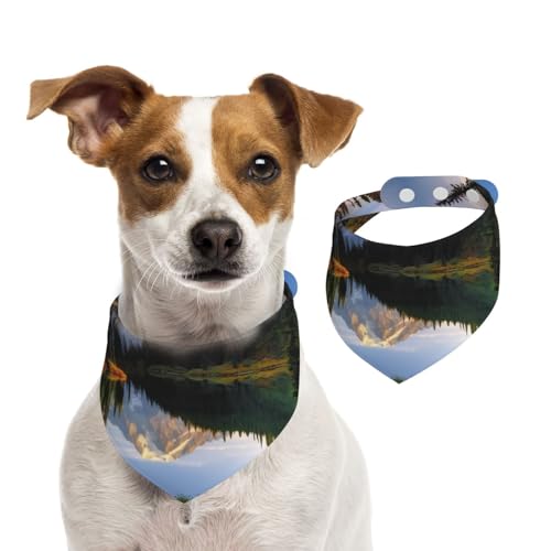 Hundehalstücher mit Berg- und Seebildern, waschbar, verstellbar, Dreieckstuch für Hunde, süße Haustier-Lätzchen für mittelgroße und große Hunde, Welpen und große Katzen von asbwuo