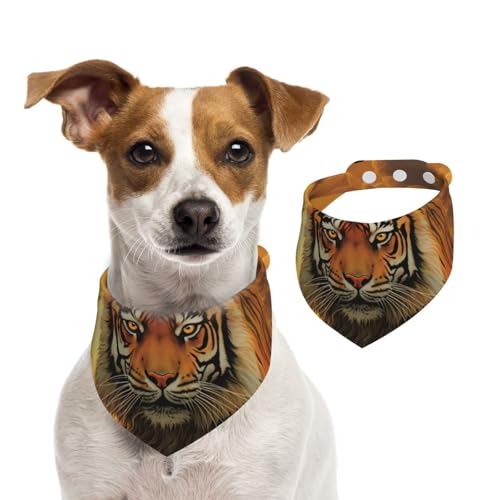 Hundehalstücher mit aufgehender Sonne und Tigermotiv, waschbar, verstellbar, Dreieckstuch, Lätzchen für Hunde, süße Haustier-Lätzchen für mittelgroße und große Hunde, Welpen und Katzen, Größe M von asbwuo
