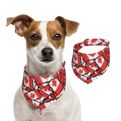 Hundehalstücher mit kanadischer Flagge, waschbar, verstellbar, Dreieckstuch, Lätzchen für Hunde, süße Haustier-Lätzchen für mittelgroße und große Hunde, Welpen und große Katzen von asbwuo