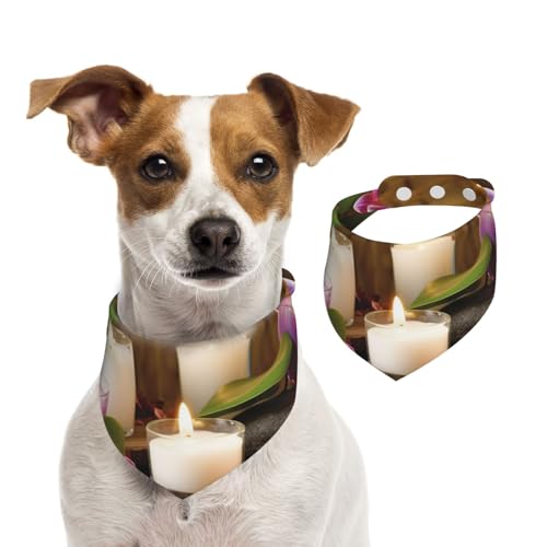 Kerzen und Orchideen, Hundehalstücher, waschbar, verstellbar, Dreieckstuch für Hunde, süße Haustier-Lätzchen für mittelgroße und große Hunde, Welpen und Katzen (Medium) von asbwuo