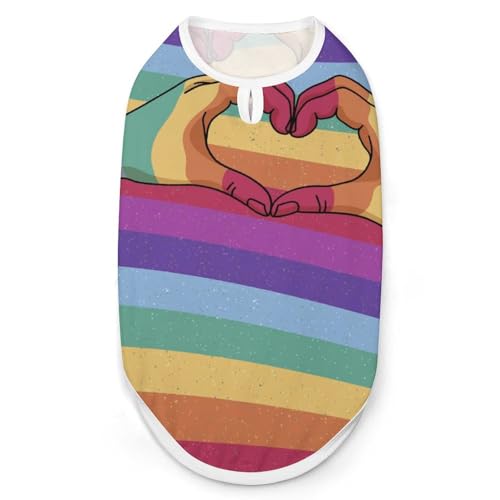LGBT-Modische Haustierweste mit Regenbogenherzhänden, leicht zu tragende Hundekleidung für kleine Hunde, tägliches Spazierengehen, M von asbwuo