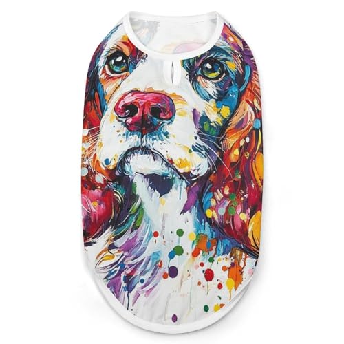 Modische Haustierweste mit Buntem Porträt eines Cocker Spaniels, leicht zu tragende Hundekleidung für kleine Hunde, tägliche Spaziergänge, XL Modische Haustierweste mit Buntem Porträt eines Cocker Spaniels, leicht zu tragende Hundekleidung für kleine Hunde, tägliche Spaziergänge, XL von asbwuo