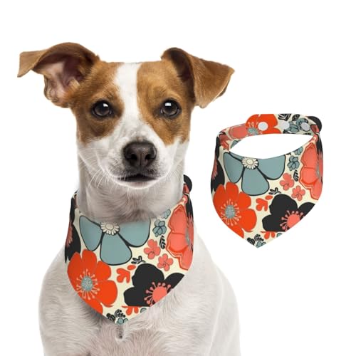 Retro-Hundehalstücher mit Blumenmuster, waschbar, verstellbar, Dreieckstuch, Lätzchen für Hunde, niedliche Haustier-Lätzchen für mittelgroße und große Hunde, Welpen und kleine Katzen Retro-Hundehalstücher mit Blumenmuster, waschbar, verstellbar, Dreieckstuch, Lätzchen für Hunde, niedliche Haustier-Lätzchen für mittelgroße und große Hunde, Welpen und kleine Katzen von asbwuo