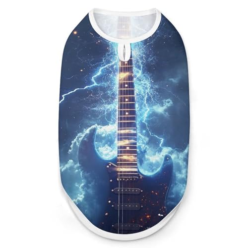 Rock-E-Gitarre mit Blitz, modische Haustierweste, leicht zu tragende Hundekleidung für kleine Hunde, tägliche Spaziergänge, Größe S Rock-E-Gitarre mit Blitz, modische Haustierweste, leicht zu tragende Hundekleidung für kleine Hunde, tägliche Spaziergänge, Größe S von asbwuo