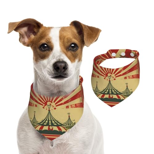 Vintage-Zirkus-Hintergrund, Hunde-Halstücher, waschbar, verstellbar, Dreieckstuch, Lätzchen, süße Haustier-Lätzchen für mittelgroße und große Hunde, Welpen und kleine Katzen von asbwuo