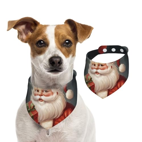 Weihnachtsmann mit Box, Hundehalstücher, waschbar, verstellbar, Dreieckstuch, Lätzchen für Hunde, süße Haustier-Lätzchen für mittelgroße und große Hunde, Welpen und große Katzen von asbwuo