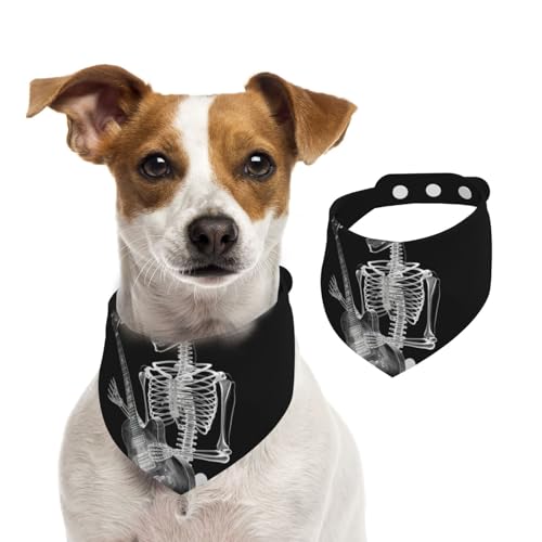 abstraktes Röntgen-Totenkopf-Skelett, das Gitarre spielt, Hunde-Halstücher, waschbar, verstellbar, Dreieckstuch, Lätzchen, süße Haustier-Lätzchen für mittelgroße und große Hunde, Welpen und große Ka von asbwuo