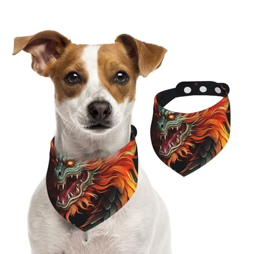 chinesische Drachen-Hundehalstücher, waschbar, verstellbar, Dreieckstuch, Lätzchen für Hunde, süße Haustier-Lätzchen für mittelgroße und große Hunde, Welpen und große Katzen von asbwuo