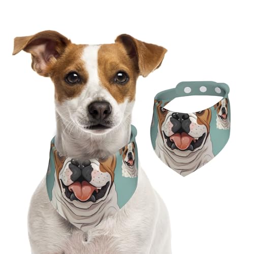 lustige Hundehalstücher mit englischer Bulldogge, waschbar, verstellbar, Dreieckstuch für Hunde, süße Haustier-Lätzchen für mittelgroße und große Hunde, Welpen und große Katzen von asbwuo