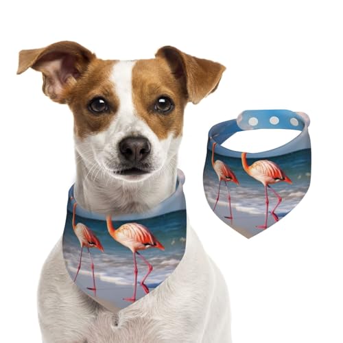 rosa Flamingo, der am Strand spazieren geht, Hundehalstücher, waschbar, verstellbar, Dreieckstuch, Lätzchen für Hunde, süße Haustierlätzchen für mittelgroße und große Hunde, Welpen und Katzen, Größe rosa Flamingo, der am Strand spazieren geht, Hundehalstücher, waschbar, verstellbar, Dreieckstuch, Lätzchen für Hunde, süße Haustierlätzchen für mittelgroße und große Hunde, Welpen und Katzen, Größe von asbwuo