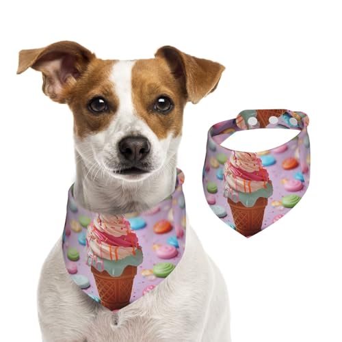 viele farbige Eiscreme-Hundehalstücher, waschbar, verstellbar, Dreieckstuch für Hunde, süße Haustier-Lätzchen für mittelgroße und große Hunde, Welpen und große Katzen von asbwuo