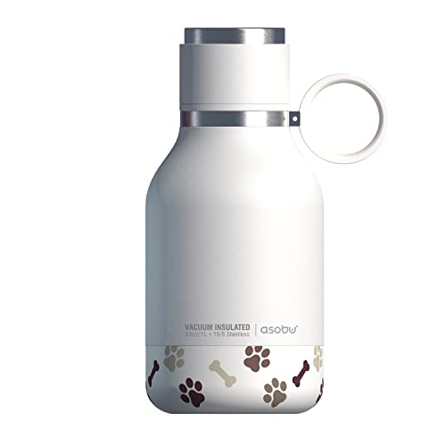 Asobu - Dog Bowl - Edelstahlflasche mit Hundenapf 1 Liter Weiß von ASOBU