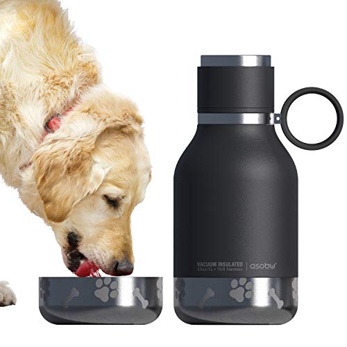 Asobu Hundenapf für Haustiere, mit isolierter Edelstahl-Reiseflasche, 945 ml, Schwarz, 1 Count (Pack of 1) von ASOBU
