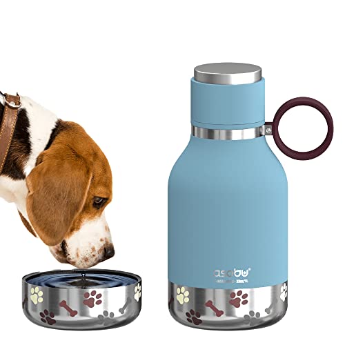 Asobu Hundenapf für Haustiere, mit isolierter Edelstahl-Wasserflasche für unterwegs, 1 l, Blau von ASOBU