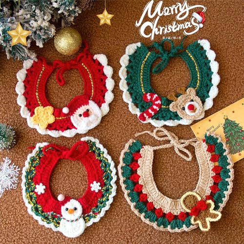 4 Packung Weihnachtshalsband für Katzen und Hunde, Hirsch, Weihnachtsmann, Schneeflocke, Haustierzubehör für Weihnachten (Gruppe A, S) von atibi