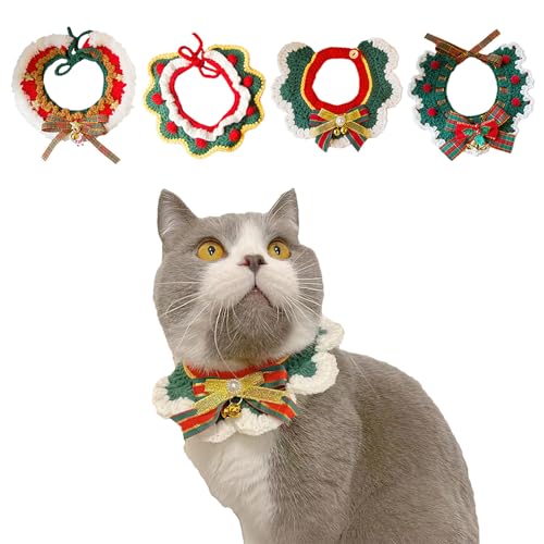 4 Packung Weihnachtshalsband für Katzen und Hunde, Hirsch, Weihnachtsmann, Schneeflocke, Haustierzubehör für Weihnachten (Gruppe B, L) von atibi