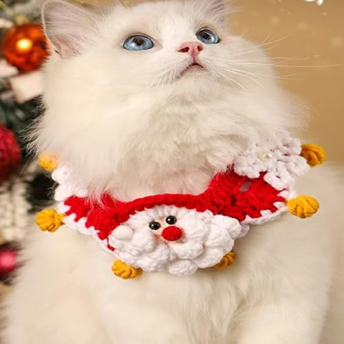 Weihnachtshalsband für Katzen und Hunde, Hirsch, Weihnachtsmann, Schneeflocke, Haustierzubehör für Weihnachten (M, Santa) von atibi