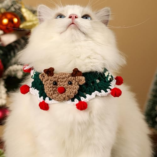 Weihnachtshalsband für Katzen und Hunde, Hirsch, Weihnachtsmann, Schneeflocke, Haustierzubehör für Weihnachten (S, Deer) von atibi