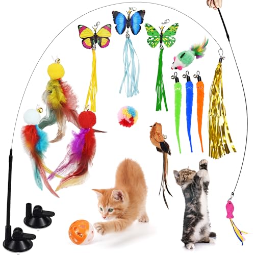 atopo 19 Stück Katzenspielzeug Katzenangel mit Saugnapf Interaktives Katzenspielzeug für Katzen mit Federn-Katzenminze- Katzenspielzeug Selbstbeschäftigung Katzenspielzeug Federn atopo 19 Stück Katzenspielzeug Katzenangel mit Saugnapf Interaktives Katzenspielzeug für Katzen mit Federn-Katzenminze- Katzenspielzeug Selbstbeschäftigung Katzenspielzeug Federn von atopo