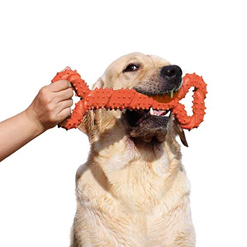 atopo Robustes Hundespielzeug 13 Inch Knochen geformt Kauspielzeug aus Hartgummi mit Konvexes Design stark interaktives Spielzeug für große kleine Hunde, Zähne reinigen und Zahnfleisch massieren von atopo