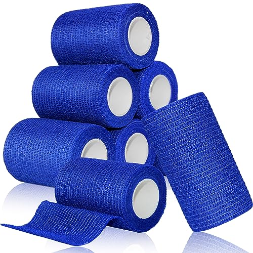 aurorayer 8 Rollen Selbstklebender Verband 7,5cm x4,5m Sport Elastische Fixierbinde,Selbsthaftende Bandage, Vet Wrap Pet Fixierbinde für Finger Pferd Katze Hund (Blau) von aurorayer