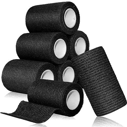 aurorayer 8 Rollen Selbstklebender Verband 7,5cm x4,5m Sport Elastische Fixierbinde,Selbsthaftende Bandage, Vet Wrap Pet Fixierbinde für Finger Pferd Katze Hund (Schwarz) von aurorayer