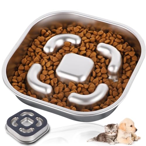 Anti-Schling Napf, Antischlingnapf Edelstahl, Slow Feeder für Hunde, Rutschfester Hundenapf für Groß, Kleine und Mittelgroße Hunde, Fressnapf Dog Bowl von auvstar